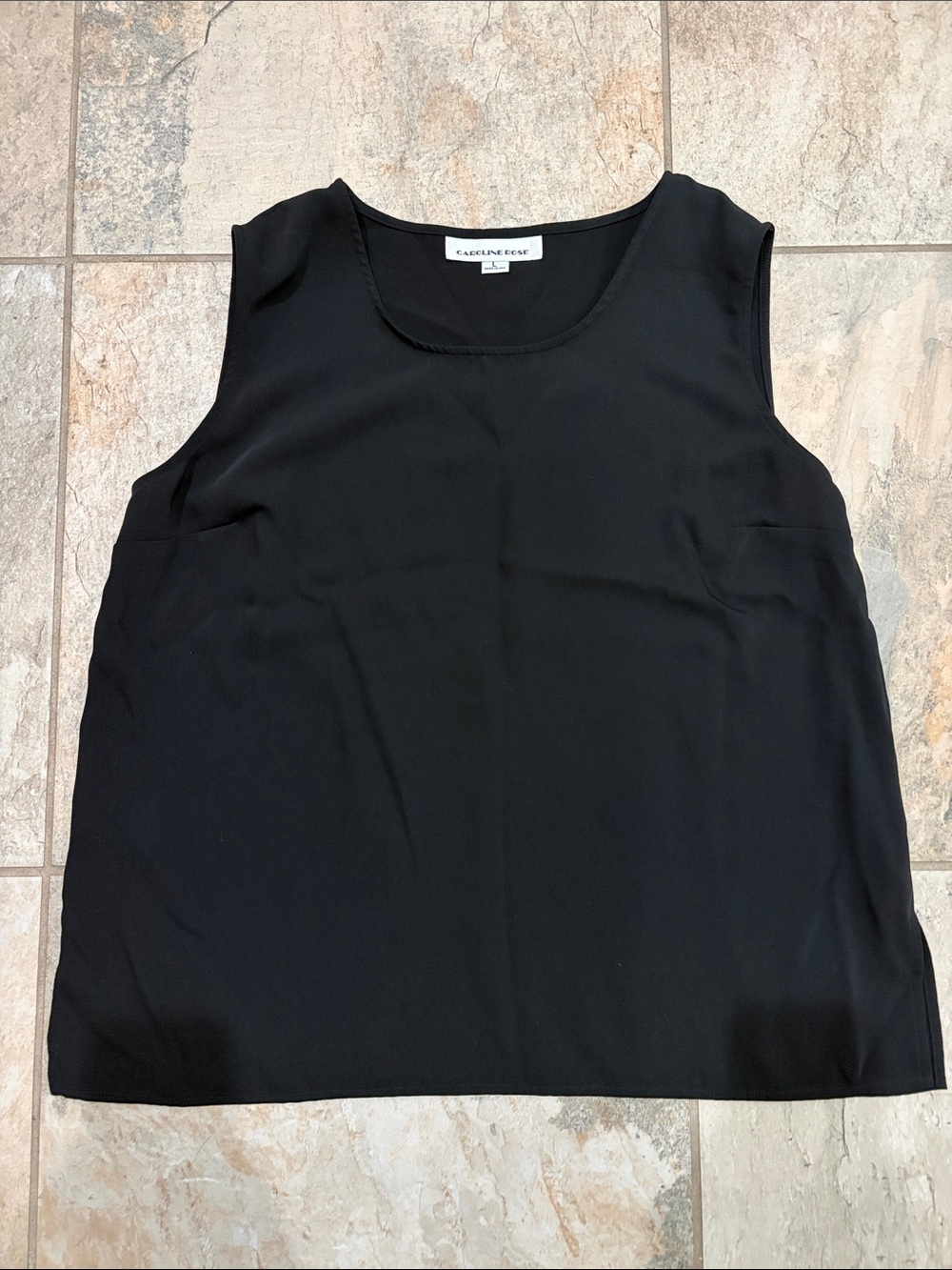 Caroline Rose Black Sleeveless Shell Top